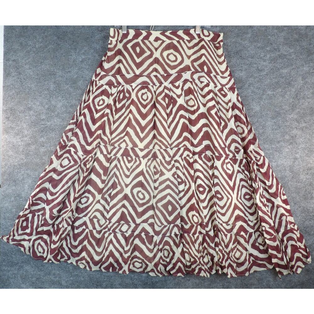 Soft Surroundings Maxi Skirt Women's Tiered Boho Safari/Tribal Print Size PXL